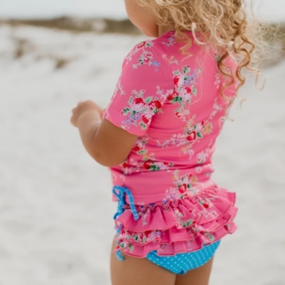 Ruffle Rashguard Swim Suit